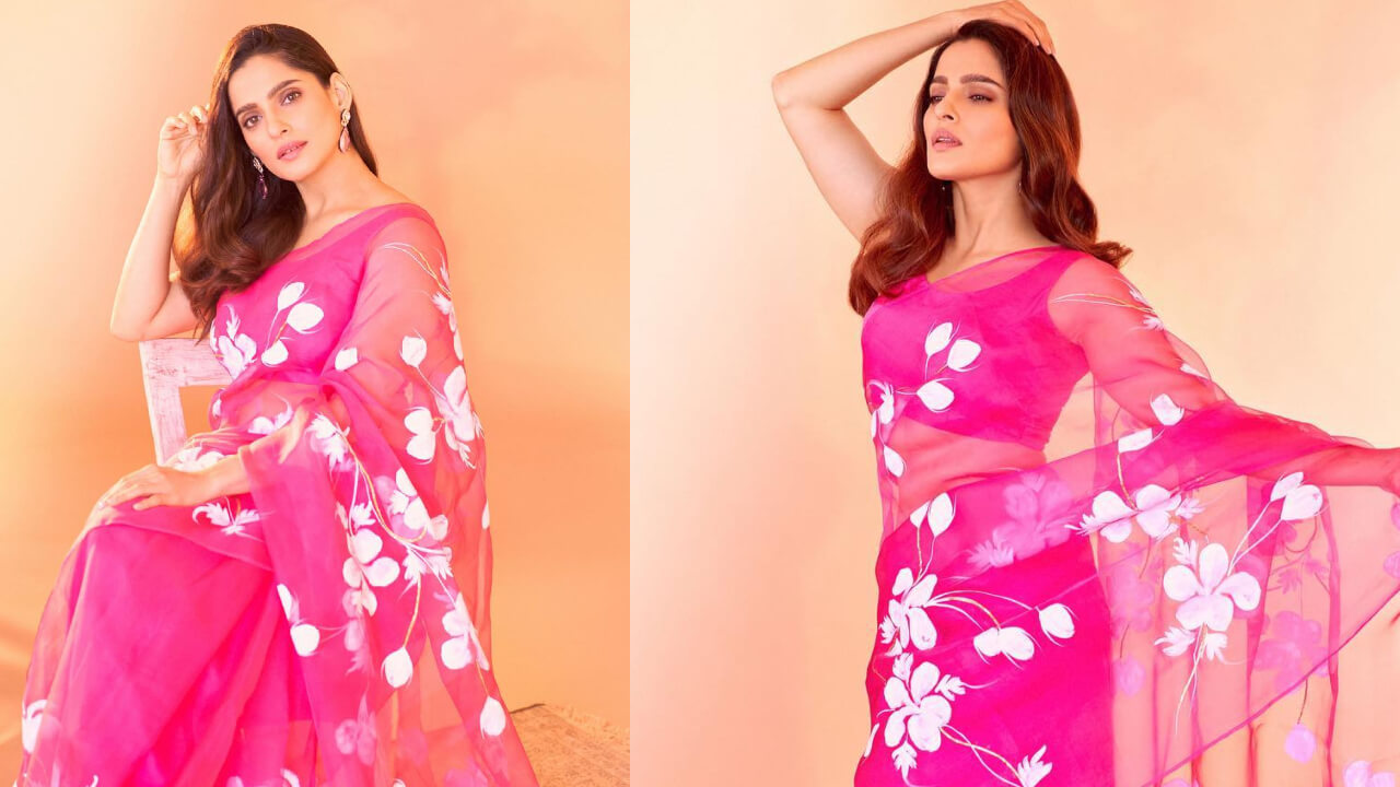 Priya Bapat Turns Muse In Pink Printed Saree; Fans Awestruck 810685
