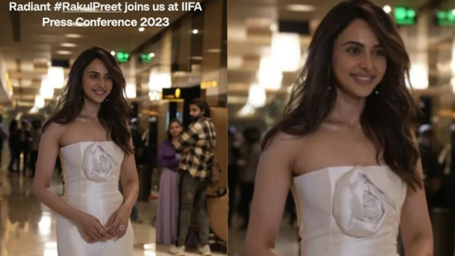 Rakul Preet Singh in strapless white bodycon latex outfit, a visual delight 808481