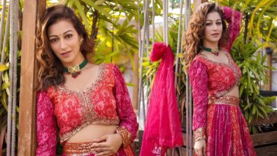 TMKOC diva Sunayana Fozdar in multi-layered embroidery lehenga, a visual delight