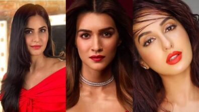 Vote Now: Katrina Kaif Vs Kriti Sanon Vs Nora Fatehi: Who’s red lipstick swag is your favourite for romantic date night look?