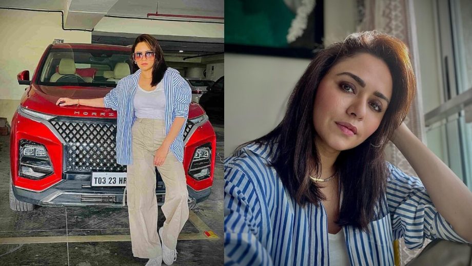 Amruta Khanvilkar Flaunts Bossy Vibes In Striped Shirt 817687