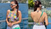 Anushka Sen takes the summer funk on notch in plunging neck floral bralette and biker shorts