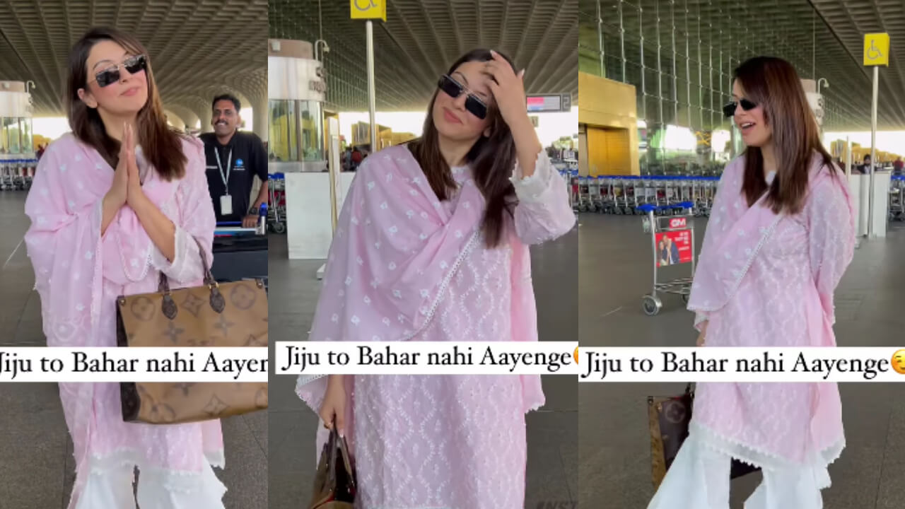 Hansika Motwani reacts as a paparazzo teases her says ‘jiju toh bahar nahi ayenge’ at airport, watch 815957