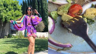 Hina Khan Looks Sunshine In Purple; Enjoys Healthy Meal