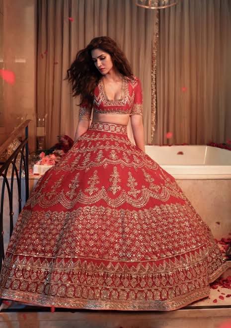 In Pics: Katrina Kaif, Kriti Sanon, Pooja Hegde & Nora Fatehi in radiant scarlet Manish Malhotra lehengas, a visual treat 812790