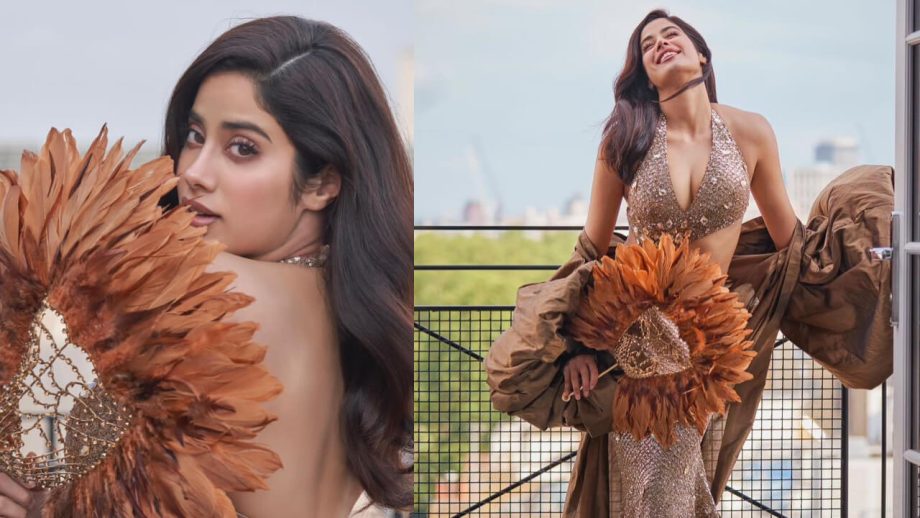 Janhvi Kapoor Looks Glamourous In Antique Gold Trail Gown By Manish Malhotra 821640