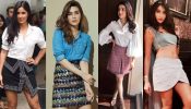 Katrina Kaif, Kriti Sanon, Nora Fatehi and Kajal Aggarwal in stylish midi skirt styles, a quintessential visual delight