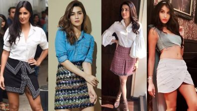 Katrina Kaif, Kriti Sanon, Nora Fatehi and Kajal Aggarwal in stylish midi skirt styles, a quintessential visual delight