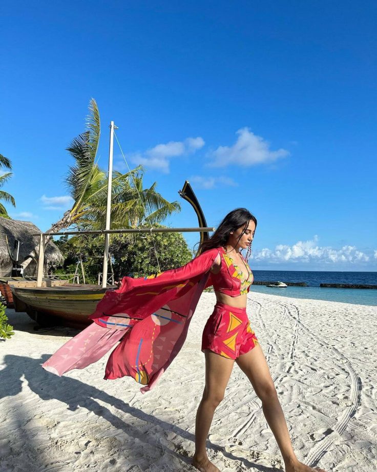 Maldives Diaries: Surbhi Jyoti sizzles in pink and yellow printed co-ord set - 3