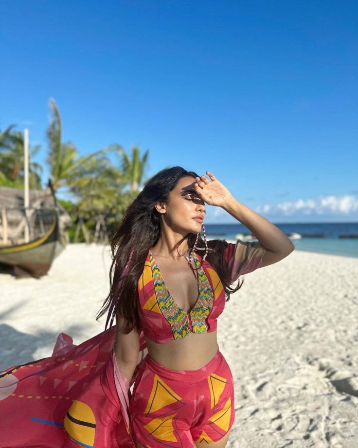 Maldives Diaries: Surbhi Jyoti sizzles in pink and yellow printed co-ord set - 0