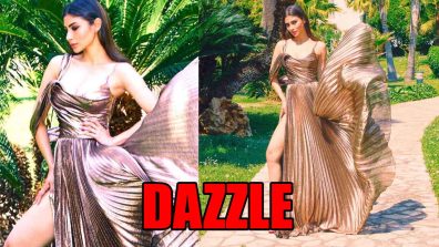 Mouni Roy Dazzles In A Metallic Thigh-High Slit Gown, See Pics