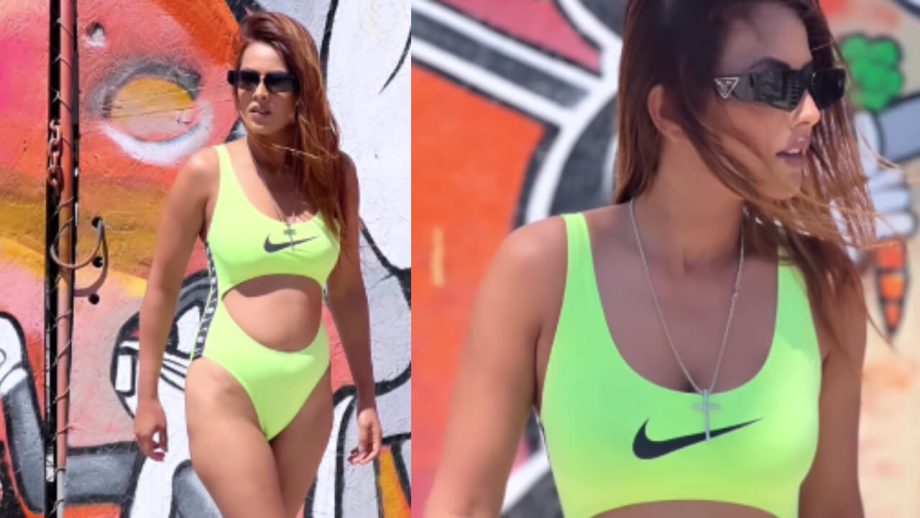 Nia Sharma Goes Shahala In Neon Monokini, Watch 820285