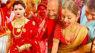 Rubina Dilaik is born to rule, melts hearts in red saree and lavish gold jewellery