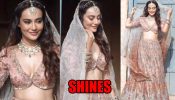 Surbhi Jyoti shines in peach embellished lehenga, stuns fans with elegant accessories