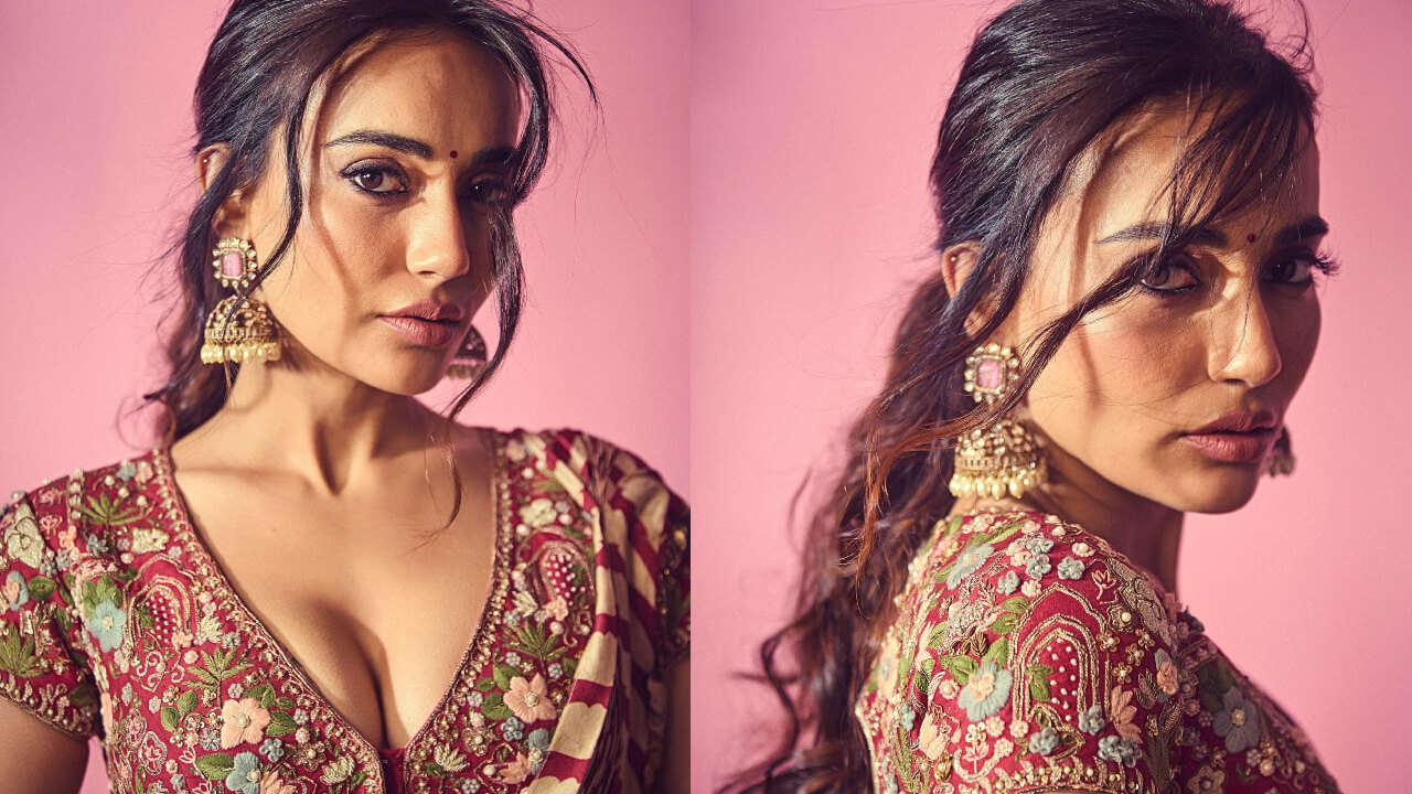 Surbhi Jyoti takes the traditional flight in floral embellished blouse and saree 817027