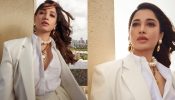 Tamannaah Bhatia buoys divine in beige pantsuit and pearls