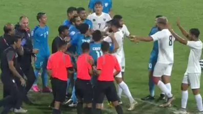 Watch: India-Pakistan players engage in heated exchange during SAFF Championship match, check out