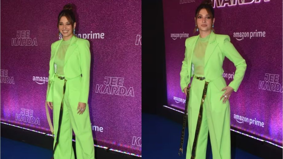 Watch: Tamannaah Bhatia leaves internet baffled with her green pantsuit look at Jee Karda promotions 815944