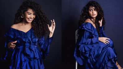 Anupama Parameswaran ‘blue-ming’ in satin ruffle sharara