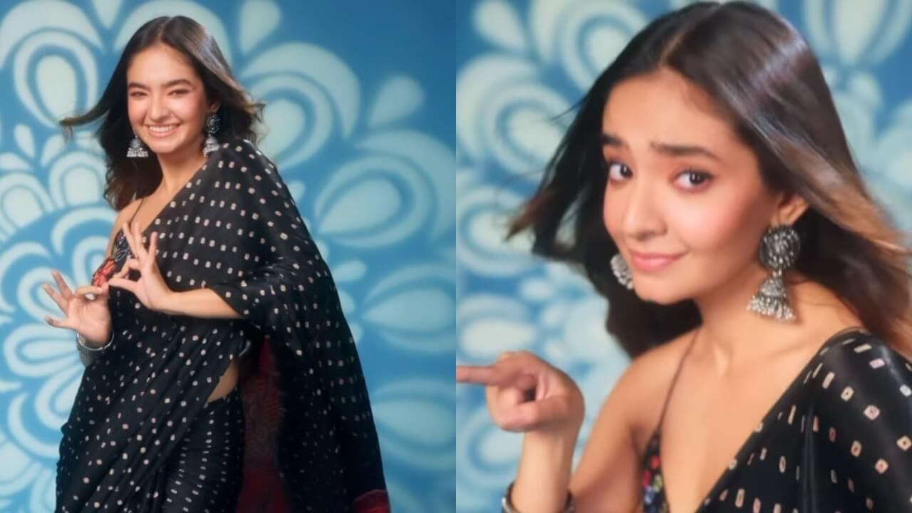 Bong beauty Anushka Sen recreates ‘What Jhumka’ in preppy black polka dot saree, watch 834458