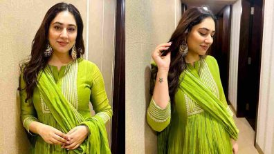 Disha Parmar exudes glam and grace in green embellished Anarkali suit