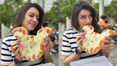 Foodie Frenzy! Hansika Motwani relishes a “Mickeylicious” pizza at Disneyland Paris