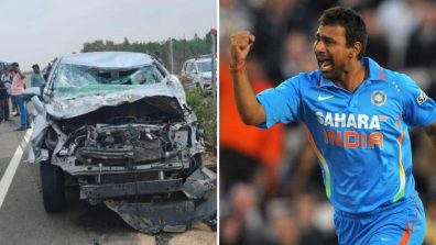 Former Indian fast bowler Praveen Kumar and his son make a narrow escape from car crash