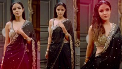 Jasmin Bhasin keeps sensuality in check in embellished black saree, see video