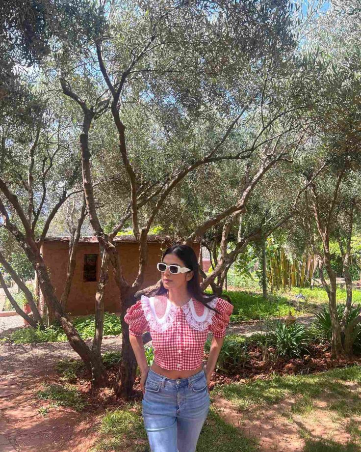 Morocco Diaries: Malavika Mohanan strolls in chic Victorian red-white checkered top, see pics 832482