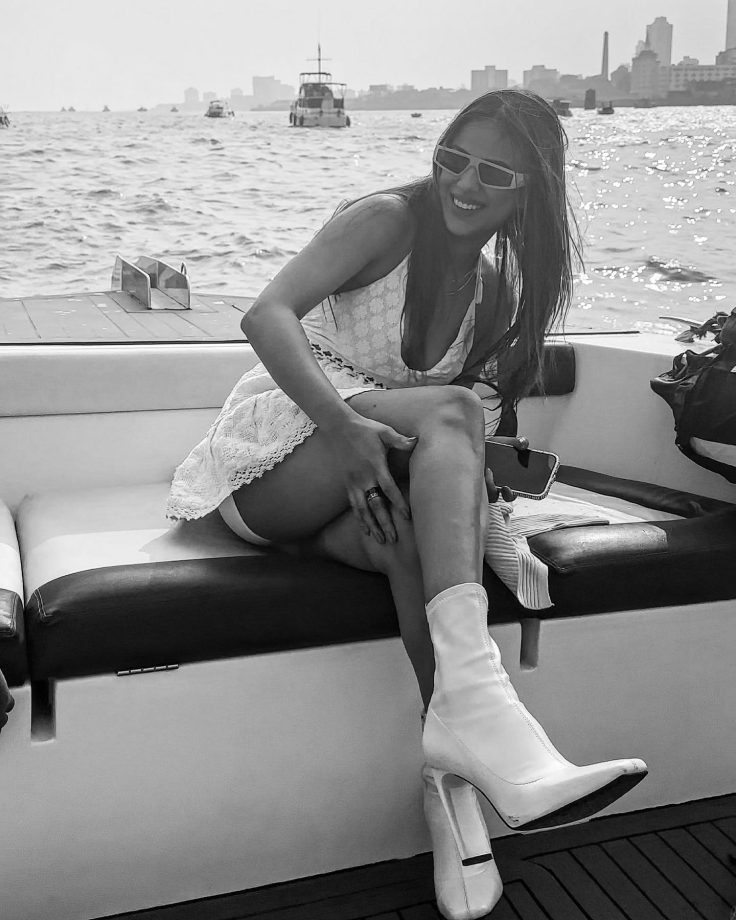 Nia Sharma sets sail in stylish white plunge neck midi dress, see pics 833673