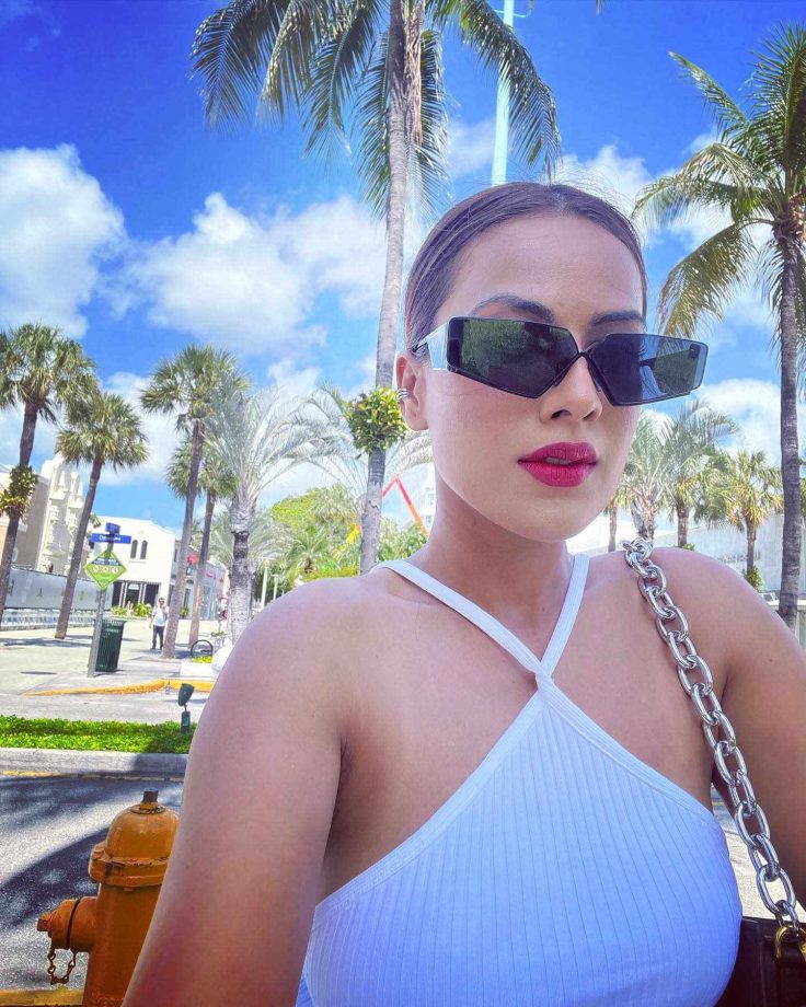 Nia Sharma spells Miami magic in sheer white attire and bold red lips 834485