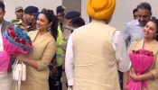 Parineeti Chopra And Raghav Chadha Gets A Cordial Welcome With Bouquets