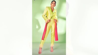 Saie Tamhankar Turns Classy In Neon Fringy Pantsuit