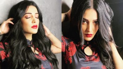 Shruti Haasan Flaunts Gothic Vibes In Printed Mini Dress And Bold Red Lips