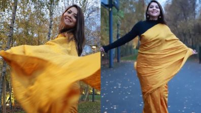 Sonalee Kulkarni is a sight to behold in this ochre six-yard, check out