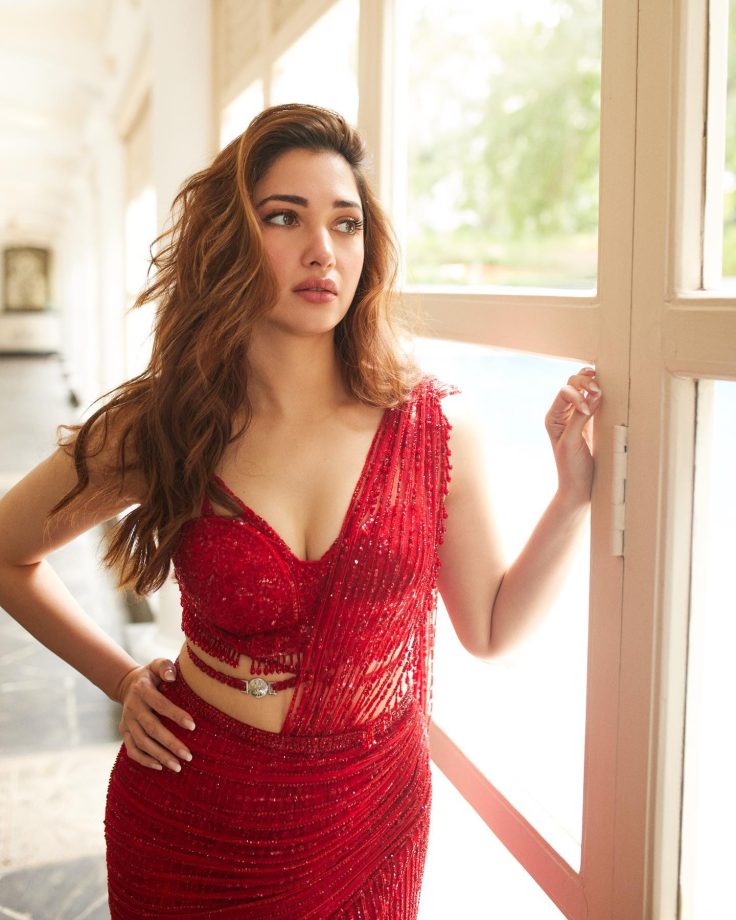 Tamannaah Bhatia Glows In Red Shimmer For Jailer Launch; See Pics 839075
