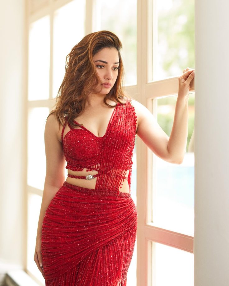 Tamannaah Bhatia Glows In Red Shimmer For Jailer Launch; See Pics 839082