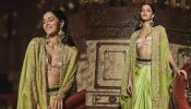 Ananya Panday Exudes Royalty In Gold Bralette And Pastel Green Skirt With Embellished Dupatta