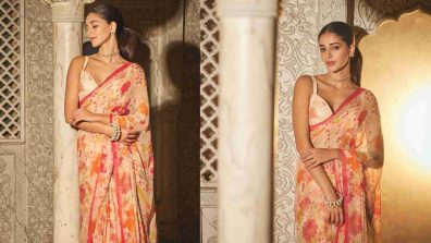 Ananya Panday Goes Pretty In Pink Chiffon Saree; See Here