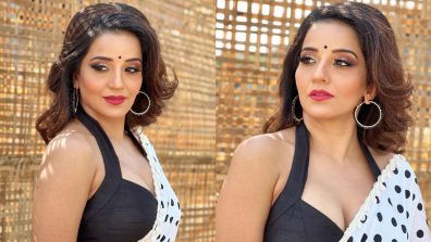 Bhojpuri actress Monalisa outshines in polka dot saree and plunging neck blouse