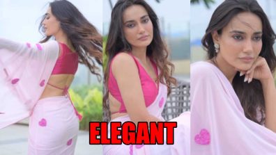 Elegance Redefined: Surbhi Jyoti’s Baby Pink Saree Look Steals Hearts