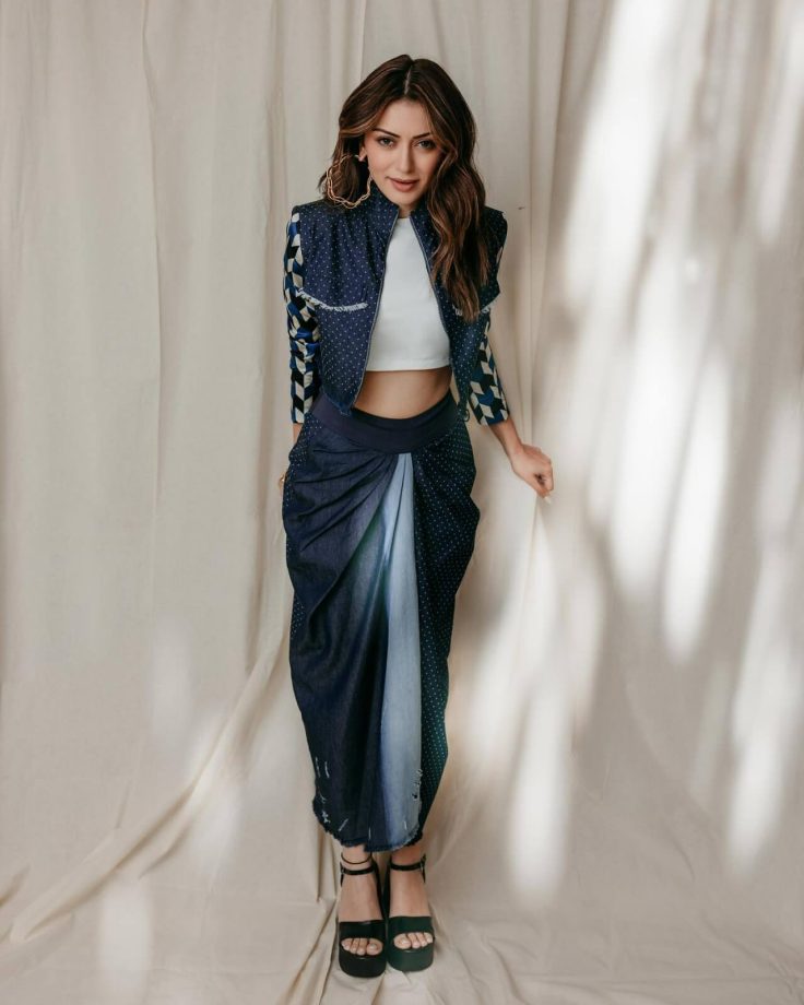 Hansika Motwani gets a boho touch with denim crop jacket and knotted skirt 846114
