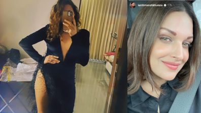 Himanshi Khurana Soars Temperature In Chic Black Plunging Neckline Fringy Dress