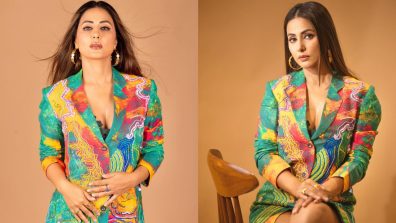 Hina Khan Goes Chic In Colorful Sequin Jacket Dress And Gold Hoops