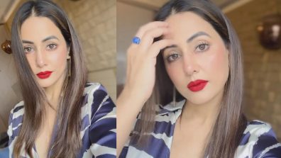 Hina Khan Is Gorgeous Personified In Dual Color Dress And Bold Red Lips