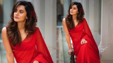 In Pics: Taapsee Pannu looks fierce in spicy red saree