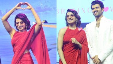 Kushi Event: Samantha Ruth Prabhu is glam personified in red sheer saree