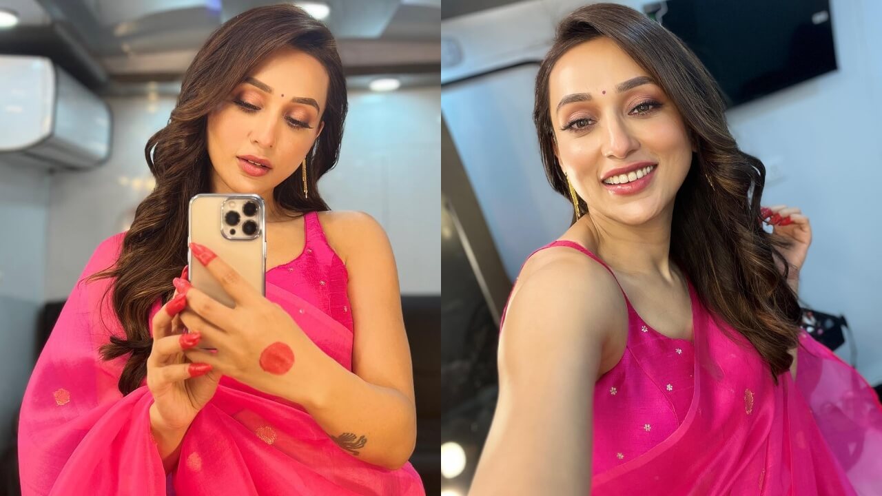 Mimi Chakraborty Is All Glowing In Pink Saree In Mirror Selfie 840092