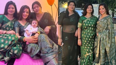 Monalisa Looks Magical In Saree, Poses With Family