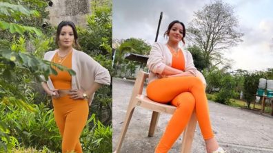 Monalisa Looks Preppy In Tangerine Co-ords With Gold Accessories